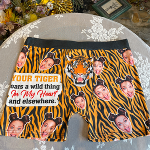 Personalized Gifts For Him Men Boxer Briefs Your Tiger Roars A Wild Thing In My Heart - Boxer Briefs - GoDuckee