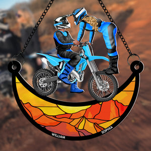 Personalized Gifts For Motocross Couple Suncatcher Ornament 04acdt100724pa - Ornament - GoDuckee