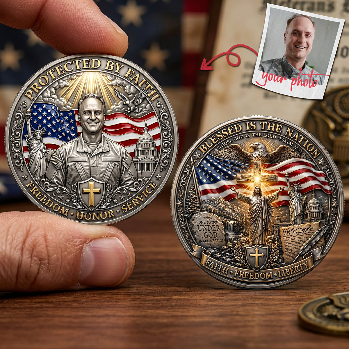 Honor Printed Metal Coin - Custom Photo Gifts For Veterans 03pata150626 - Coin - GoDuckee