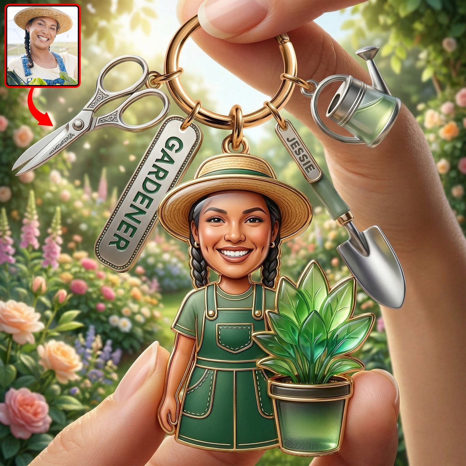 Custom Photo Gifts For Gardeners Keychain With Charms 06paqn250326 - Keychains - GoDuckee
