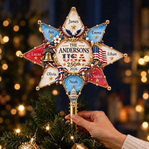 Patriot Family Tree Topper - Personalized Christmas Gifts For Family 04hudt071026 - Ornament - GoDuckee