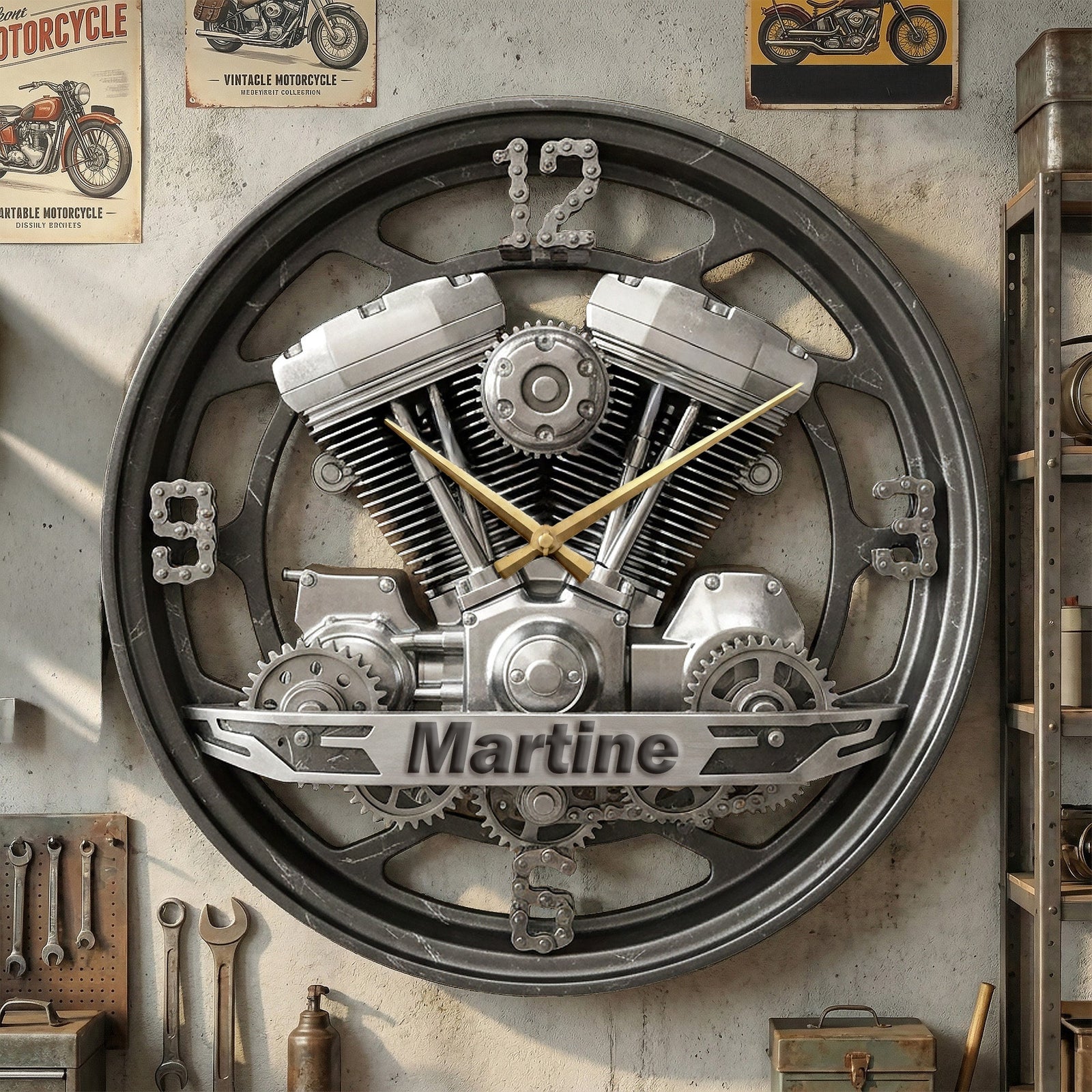 Motorcycle Engine Hanging Wall Clock - Personalized Gifts For Bikers 04kimg221225 - Hanging Wall Clock - GoDuckee