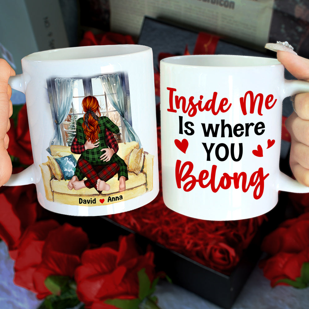 Personalized Mug - Christmas Kissing Couple - My boyfriend is hotter than  hot cocoa - Valentines Gifts For Boyfriend