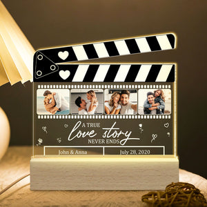 Couple, A True Love Story Never Ends, Personalized 3D Led Light, Valentine Gift, Couple Gift - Led Night Light - GoDuckee