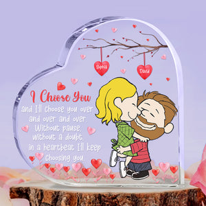 Personalized Gifts For Couple Love Cartoon Heart Shaped Acrylic Plaque Valentine 04XQQN061224HG - Shaped Plaques - GoDuckee