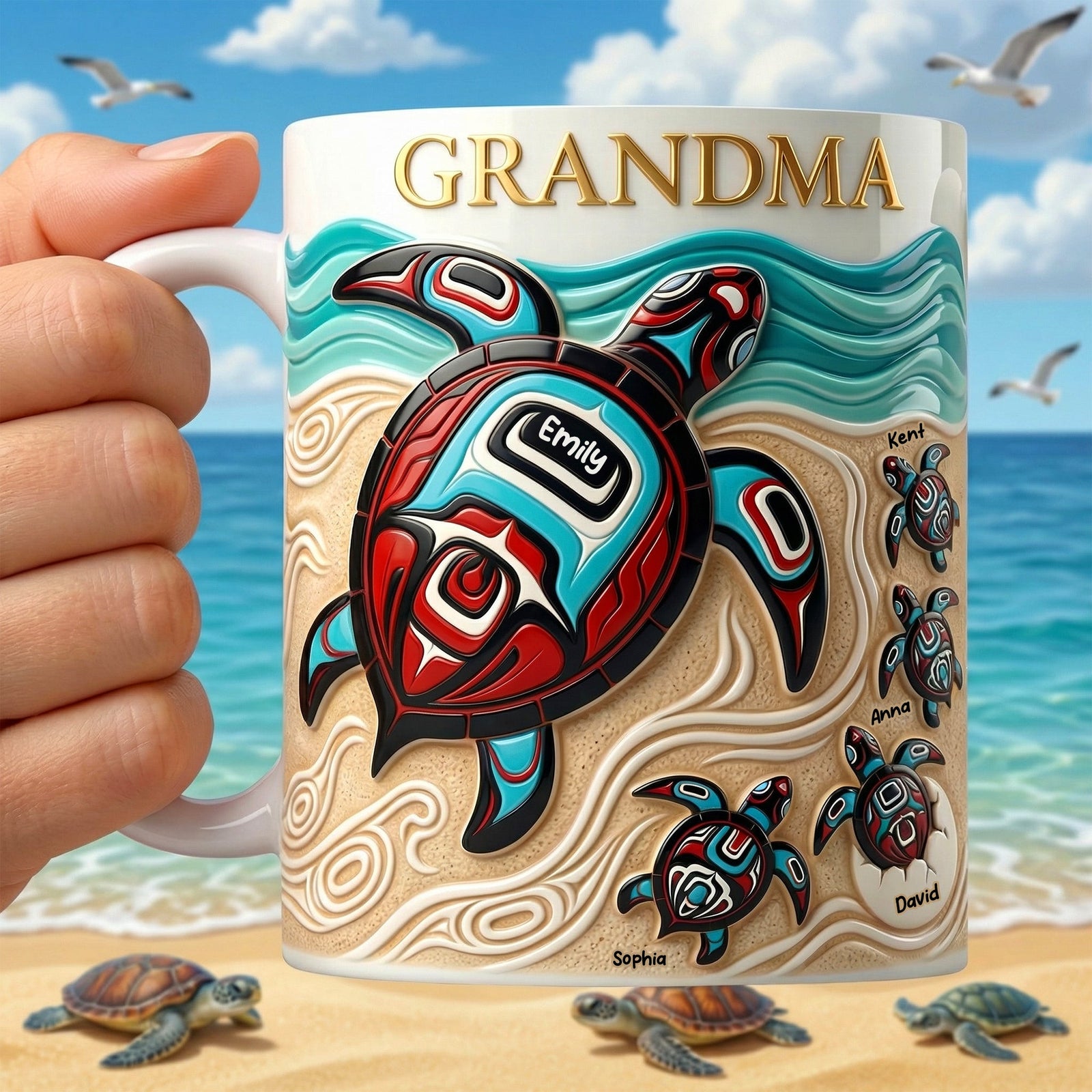 Turtle Grandma Coffee Mug - Personalized Gifts For Grandmas 02huqn090426 - Coffee Mug - GoDuckee