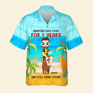 Couple Summer Annoying Each Other For [Custom Year], Personalized Hawaiian Shirt, Couple Tiki Summer - Hawaiian Shirts - GoDuckee