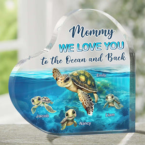 Turtle Mom Personalized Gifts For Mom Heart Plaque We Love You To The Ocean And Back - Shaped Plaques - GoDuckee