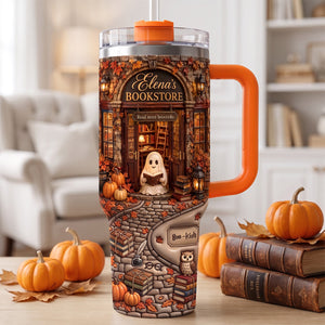 Autumn Boo Bookaholic 40oz Tumbler With Handle, Personalized Gifts For Book Lovers 04qhdh310726
