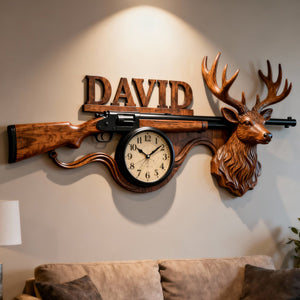 Hunting Deer Acrylic Wall Clock Personalized Gifts For Hunters 02TGMG301225 - Hanging Wall Clock - GoDuckee