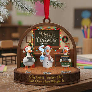 Teacher Goose Coworker Acrylic Christmas Ornament - Personalized Gifts For Coworker 01nata061125 - Ornament - GoDuckee