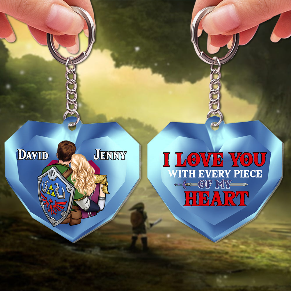 I Love You With Every Piece Of My Heart-Gift For Couple-Personalized Keychain- Couple Keychain-01httn040723hh - Keychains - GoDuckee