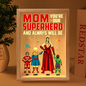 Personalized Gifts For Mom Light Frame You're Our Superhero And Always Will Be 03NATN190124PA Mother's Day Gifts - Canvas Print - GoDuckee