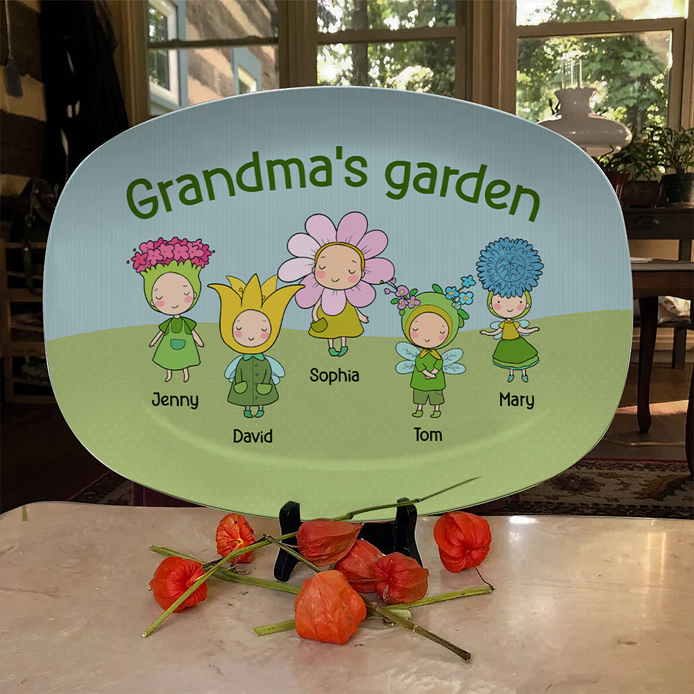 Grandma Flower Garden, Personalized Resin Plate, Gifts For Grandma 04DNTN190623 - Resin Plate - GoDuckee