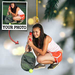 Custom Photo Gifts For Tennis Lovers, Upload Playing Tennis Photo Christmas Ornament 24pgvp140924 - Ornament - GoDuckee