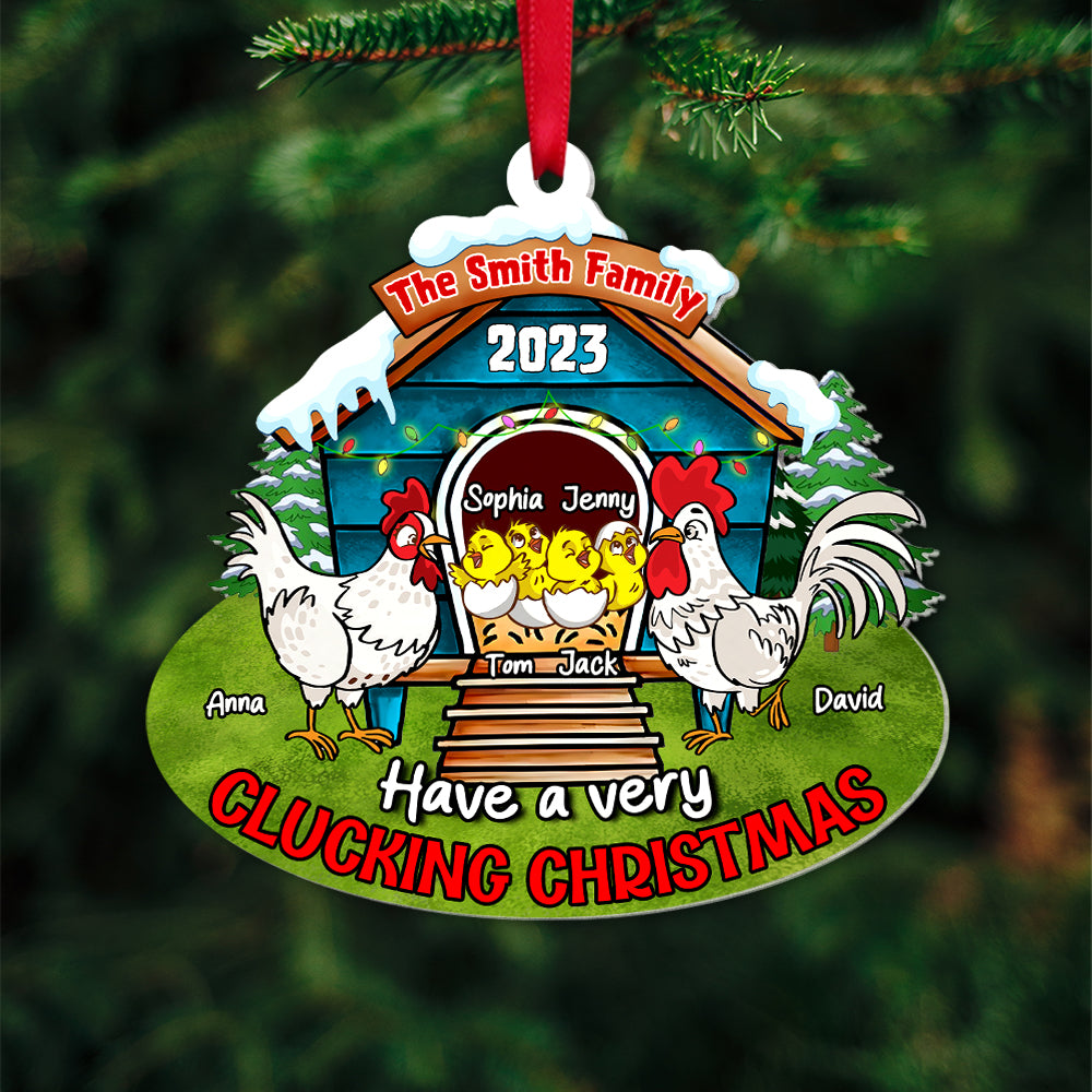 Have A Very Clucking Christmas-Personalized Acrylic Ornament-Christmas Gift For Family - Ornament - GoDuckee