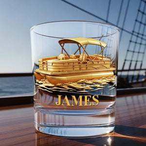 Pontoon Personalized 11oz Round Glass, Personalized Gifts For Sea Lover 01pgta230925 - Whiskey Glass - GoDuckee