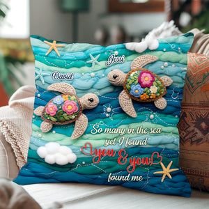 Ocean Turtle Couple Square Pillow - Personalized Gifts For Couple 01NALU200625 - Pillow - GoDuckee