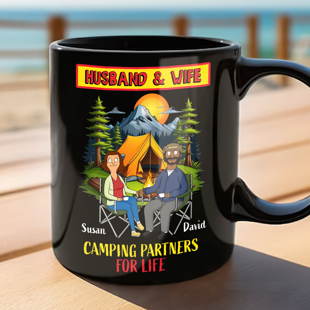 Personalized Gifts For Camping Couple Coffee Mug 03xqmh100225pa Husband And Wife - Camping Partners For Life - Coffee Mug - GoDuckee
