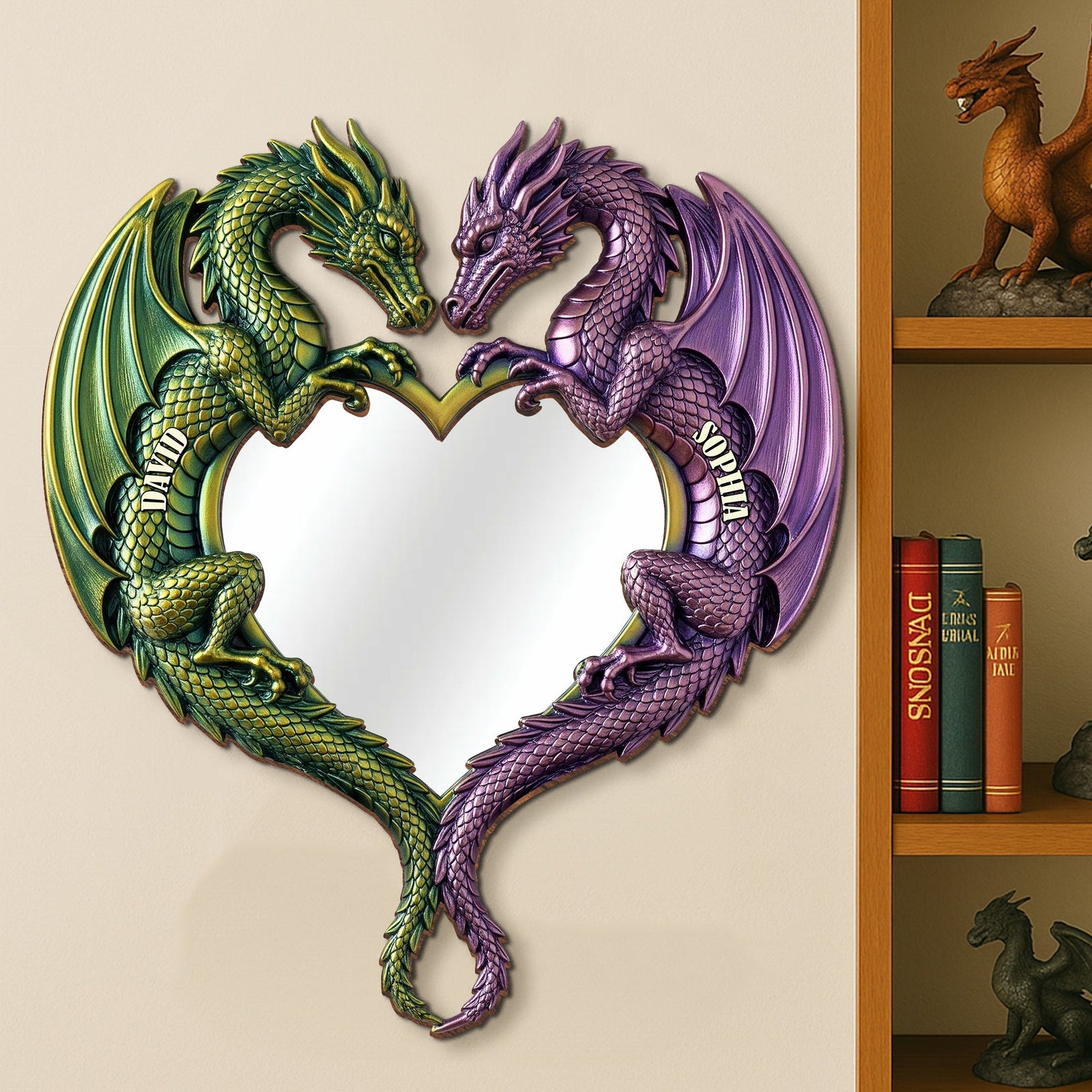 Fantasy Dragon Couple Mirror, Personalized Gifts For Couple 01qhtn290725 - Mirror - GoDuckee