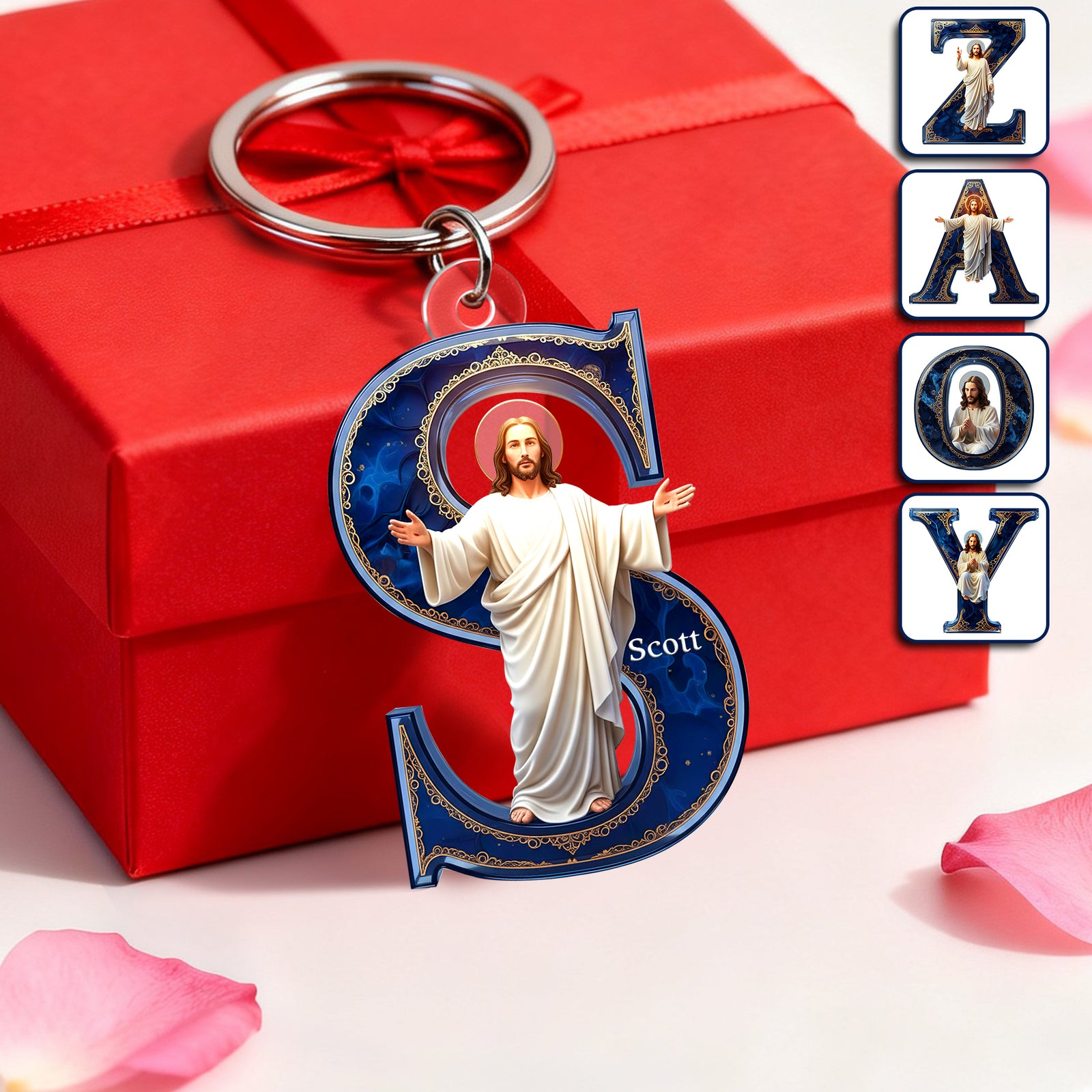 Jesus Christ Devotional Initial Keychain - Personalized Gift For Christian 03HULU300126 - Keychains - GoDuckee
