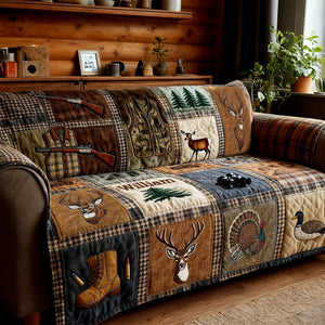 Hunting Collage Quilted Sofa Cover - Personalized Gifts For Hunters 04qhlu240126 - Sofa Cover - GoDuckee