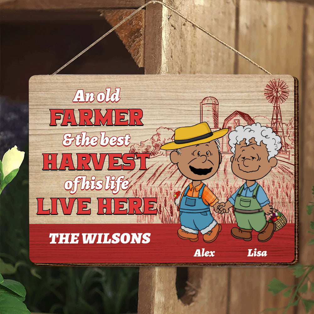 Personalized Gifts For Farmer Couple Wood Sign, Walking Hand In Hand On The Farm 01QHMH130125HG - Wood Sign - GoDuckee