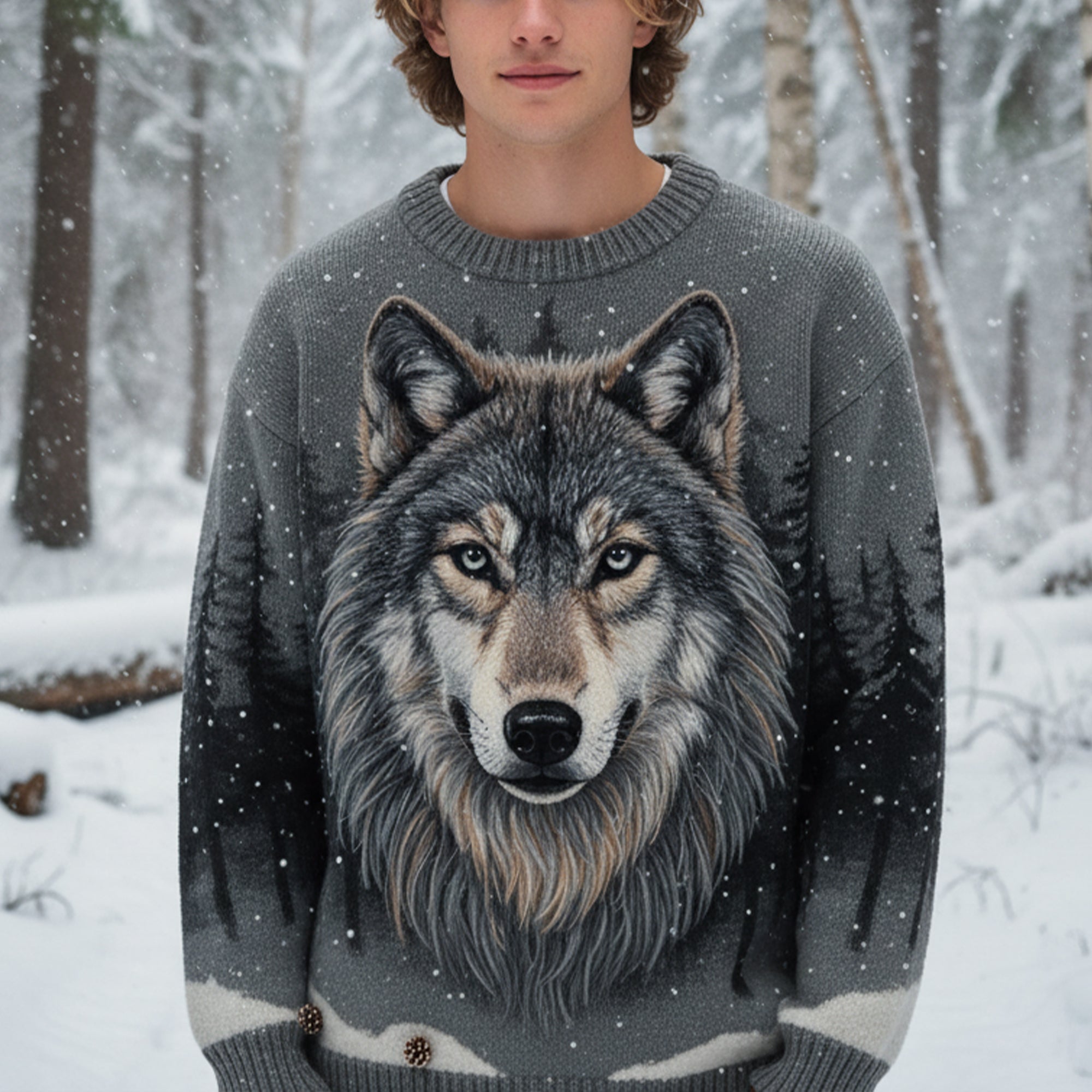 The Wild Wolf Ugly Sweater - Personalized Gifts For Wolf Lovers 10PALU011125 - AOP Products - GoDuckee