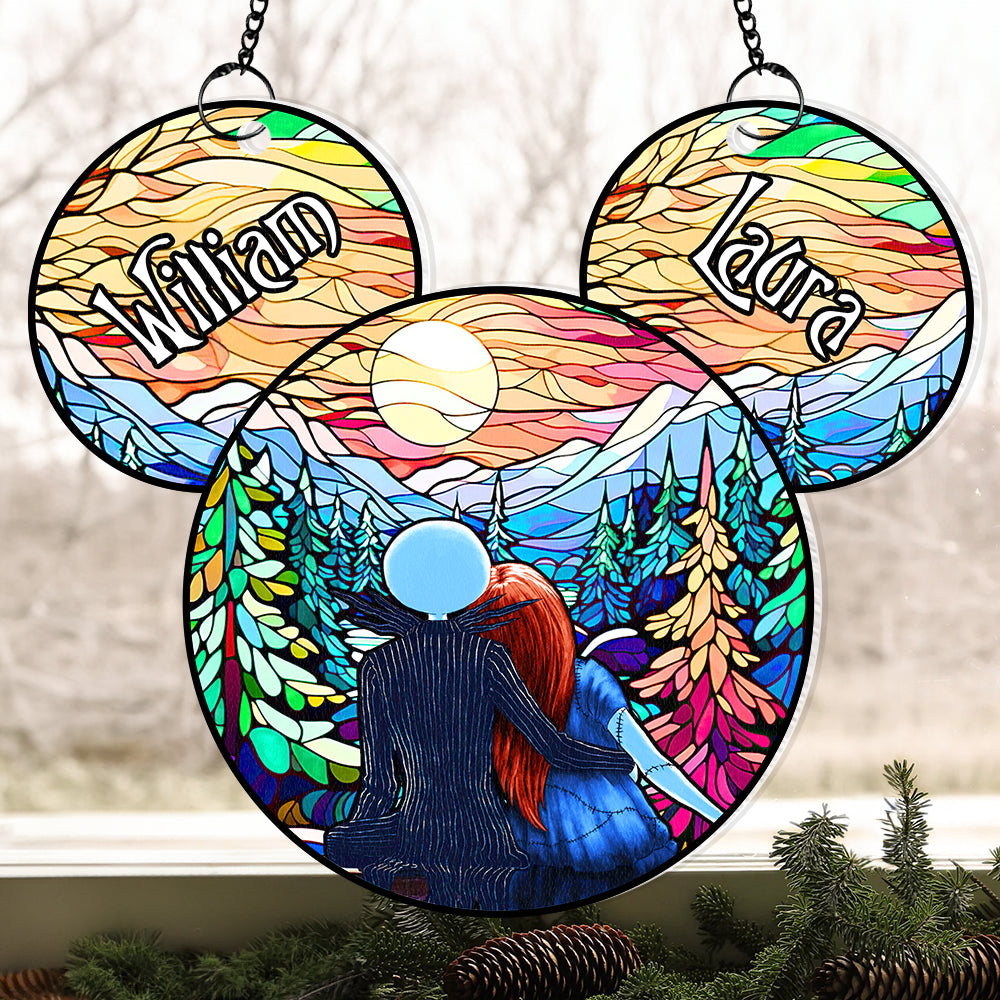 Personalized Gifts For Couple Suncatcher Ornament Hugging Couple 02ACDT070824 - Ornament - GoDuckee