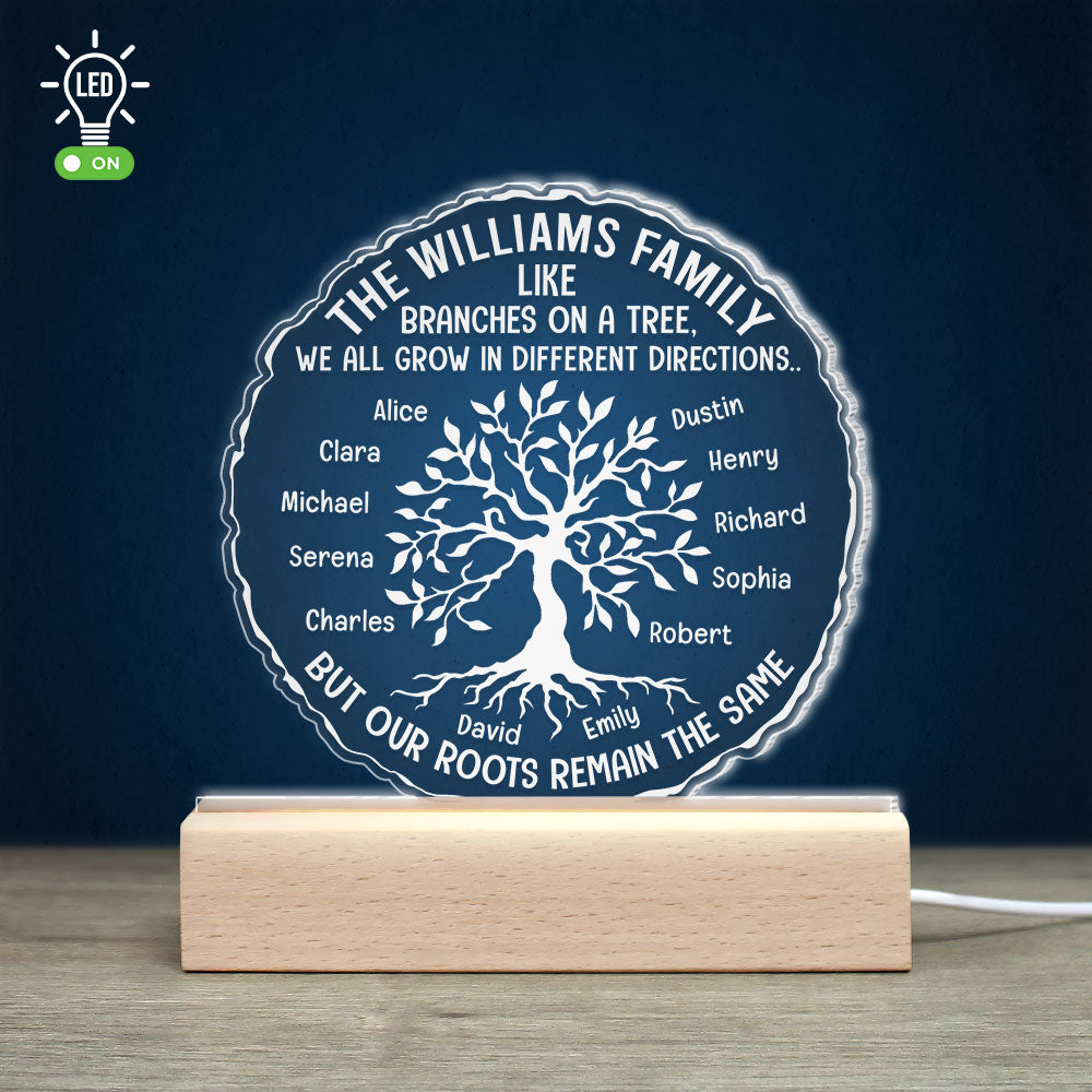 Like Branches On A Tree We All Grow In Different Directions- Personalized Led Light- Gift For Family- Family Tree Led Light - Led Night Light - GoDuckee