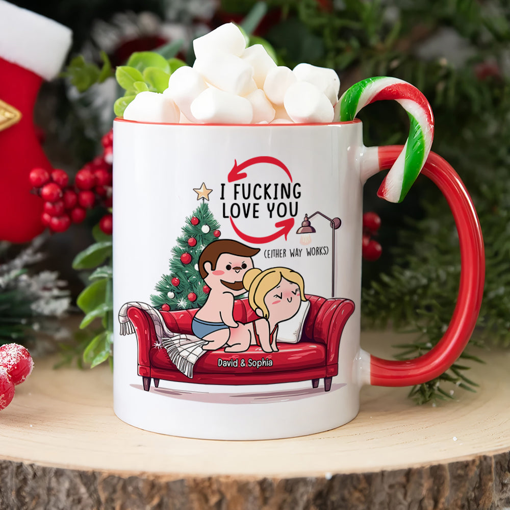 Personalized Gift for Couple, Naughty Couple On Sofa Christmas Coffee Mug 04toqn031024hh - Coffee Mug - GoDuckee