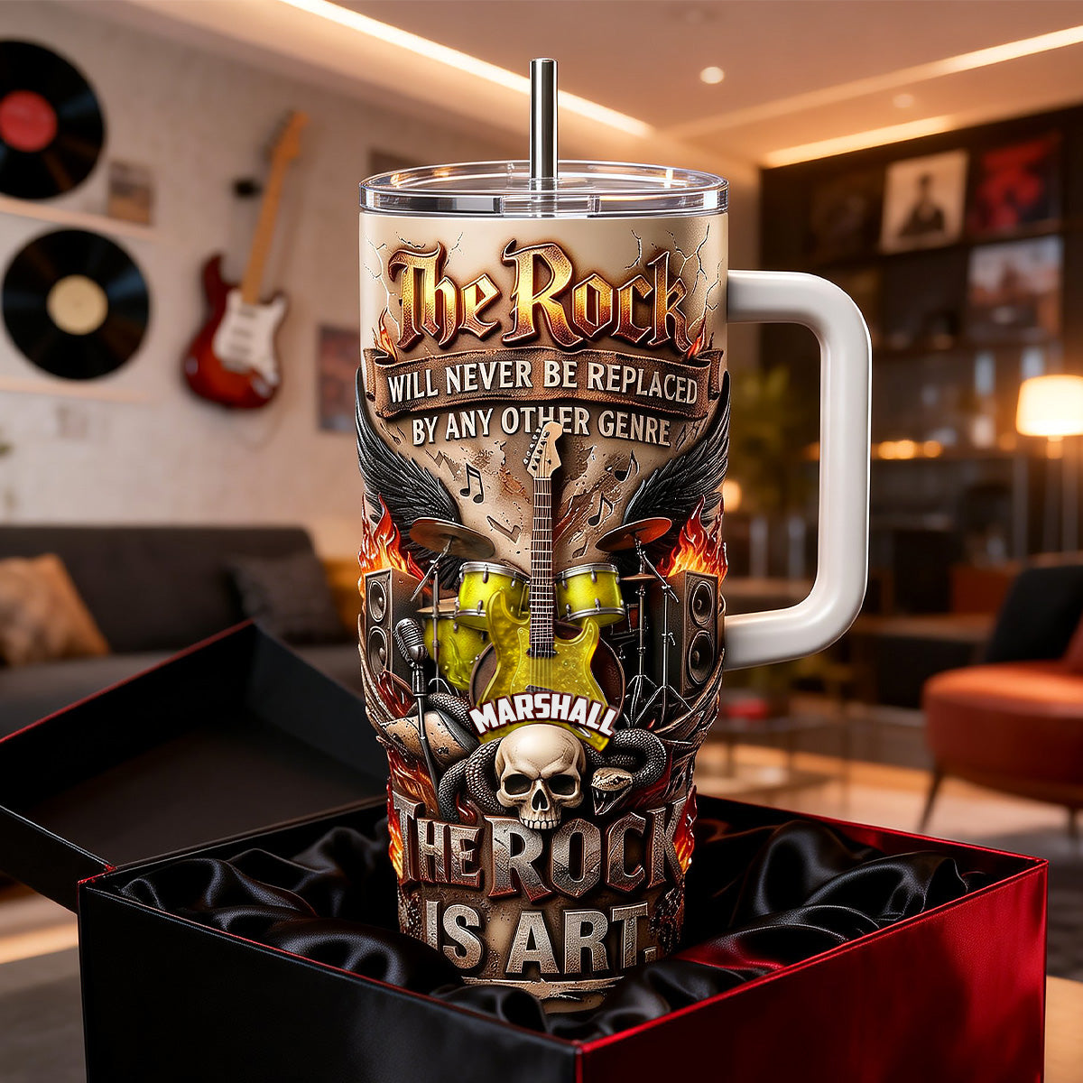 Rock Vibes Skull Music 40oz Tumbler - Personalized Gifts For Rock Lover Tumbler 02PAMG190326 - Tumbler Cup - GoDuckee