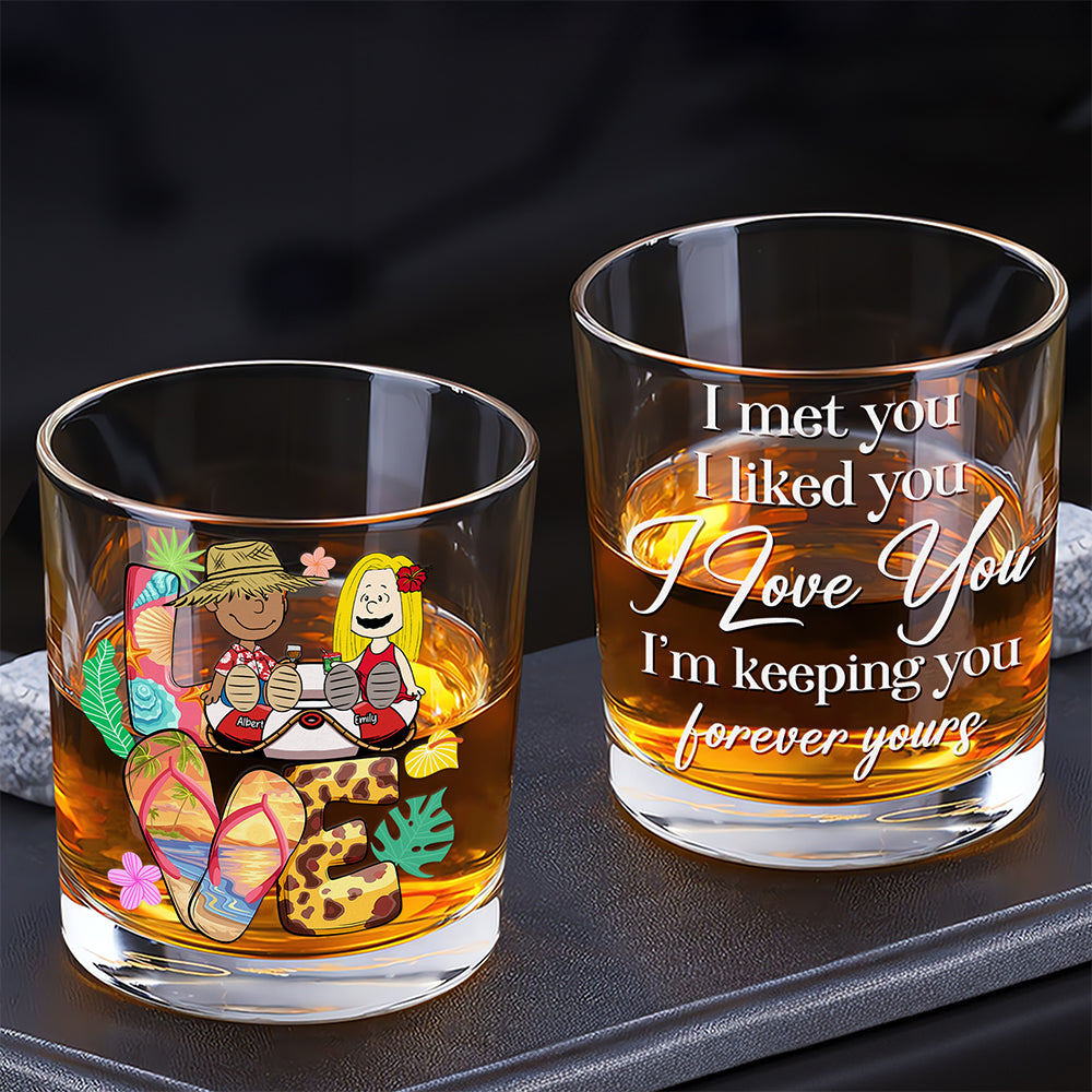 Personalized Gifts For Couple Round Whiskey Glass Summer Vacation 04XQQN150125PA - Whiskey Glass - GoDuckee