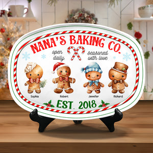 Nana's Baking Co - Personalized Resin Plate- Gingerbread Kids Plate- Gift For Grandma- Christmas Gift - Resin Plate - GoDuckee