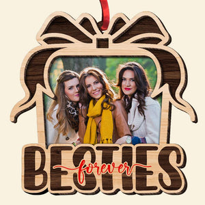 Besties Forever Personalized Wood Ornament - Upload Besties' Image - Ornament - GoDuckee