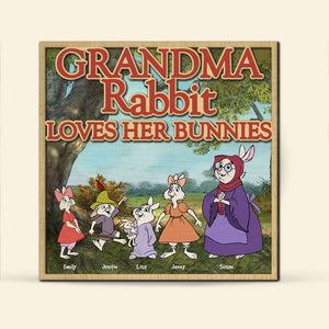 Personalized Gifts For Grandma Wood Sign Grandma Rabbit Loves Her Bunnies 01HTHN020224 - Wood Signs - GoDuckee