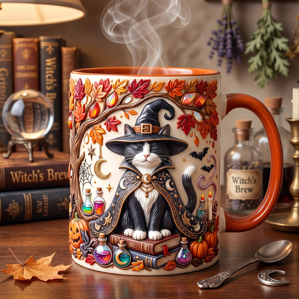 Witch Cat Coffee Mug - Personalized Gifts For Cat Lovers 02patn120826 - Coffee Mug - GoDuckee