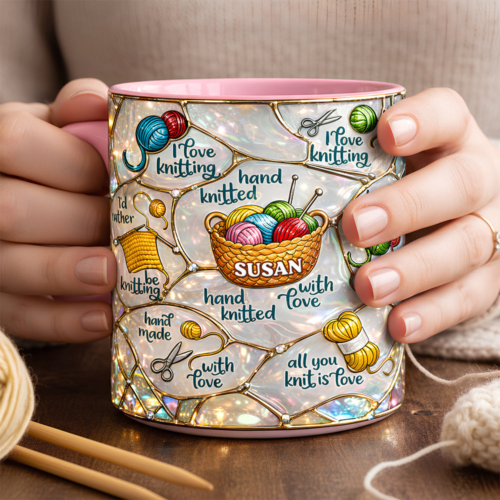 Hand Knitted Accent Mug - Personalized Gifts For Knitting Lovers 03TODT140126 - Coffee Mug - GoDuckee