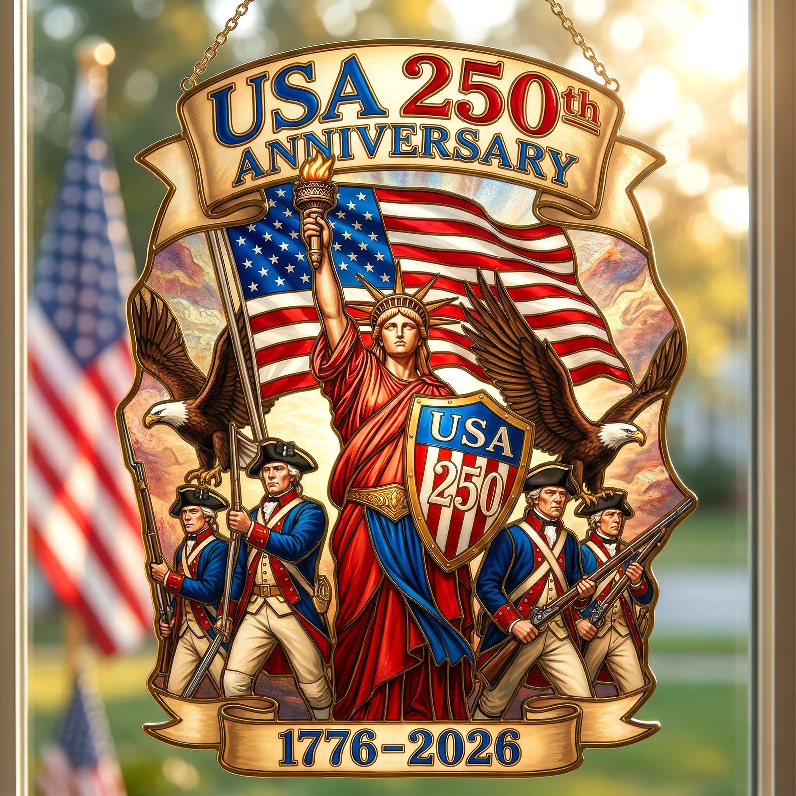 USA 250th Anniversary Suncatcher Ornament – Gifts For Patriots 01paqn060326 - Ornament - GoDuckee