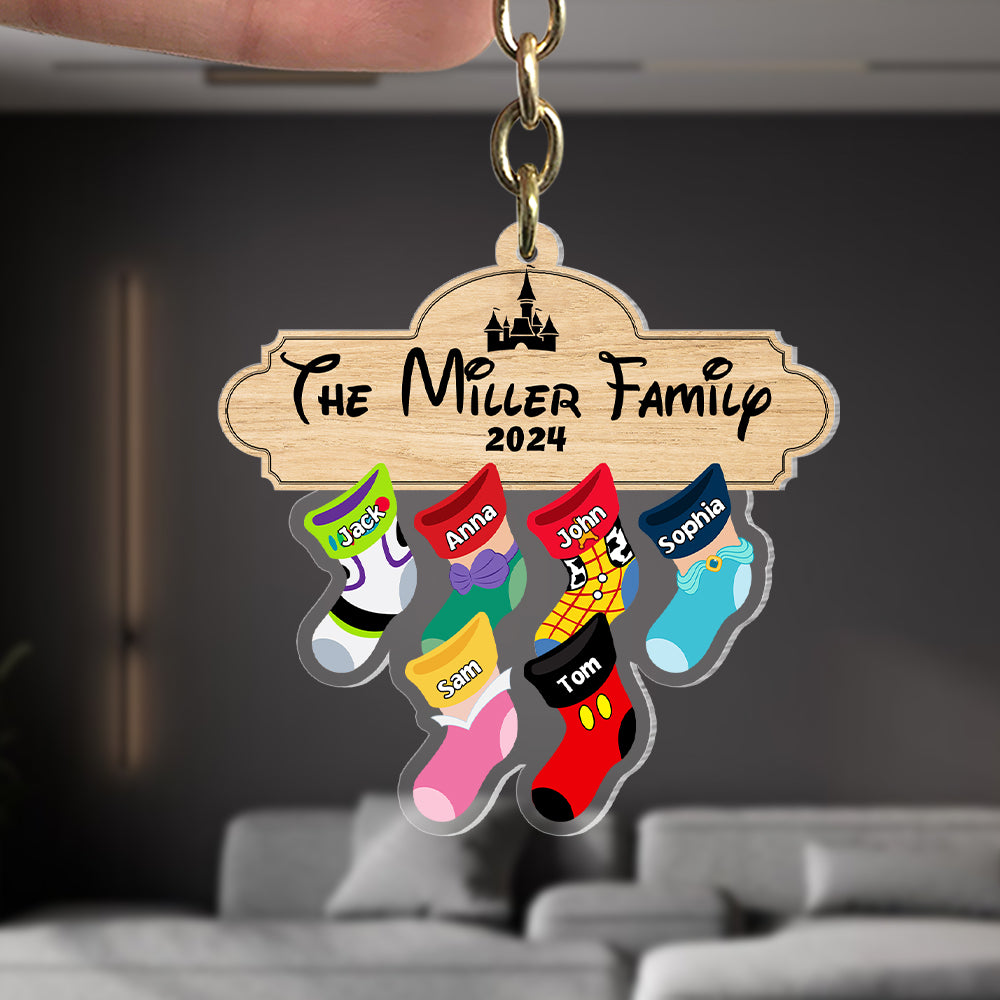 Family Socks Keychain, Personalized 02NATN191223 Cartoon Keychain - Keychains - GoDuckee