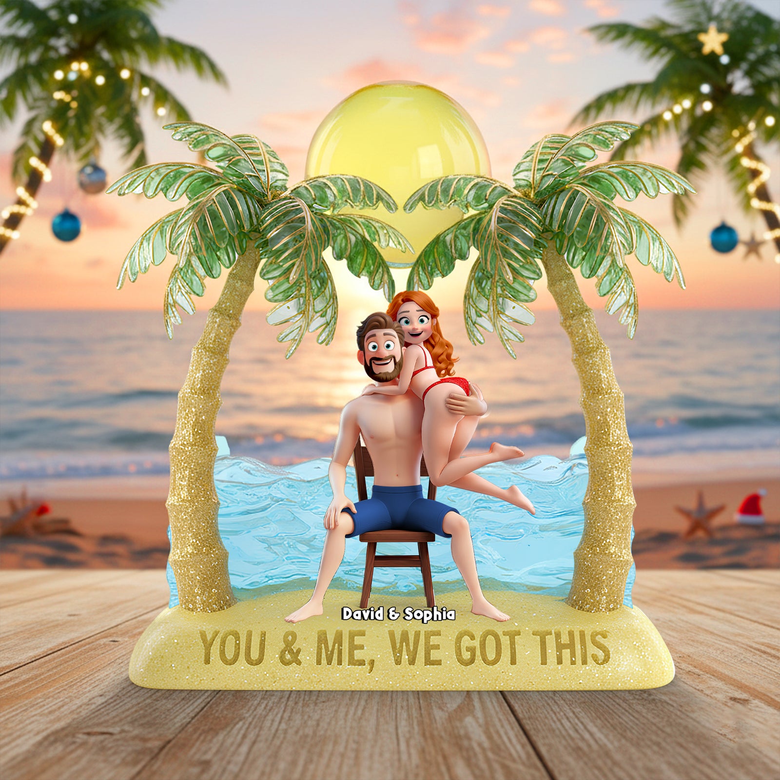 Seaside Romance Couple Acrylic Plaque - Personalized Gifts For Couples 04OHLU111125 - Shaped Plaques - GoDuckee