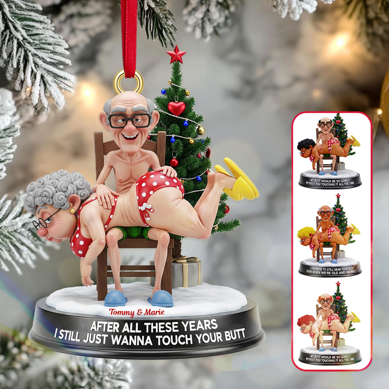 Funny Old Couple Ornament - Personalized Gift For Couple Christmas Ornament 02NAMG250925 - Ornament - GoDuckee