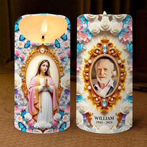 Remembrance Virgin Mary Custom Photo LED Candle Gifts For Heaven 01NADT040725 - Led Candle - GoDuckee