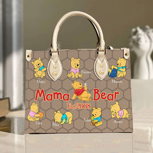 Personalized Gifts For Mom Leather Bag Mother's Day Bear Kids 03OHMHH240225 - Leather Bag - GoDuckee