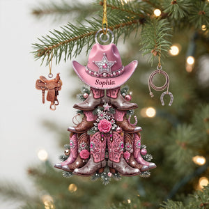 Shimmering Cowgirl Boots Christmas Tree Ornament, Personalize Gifts For Christmas 03qhlu140826 - Ornament - GoDuckee