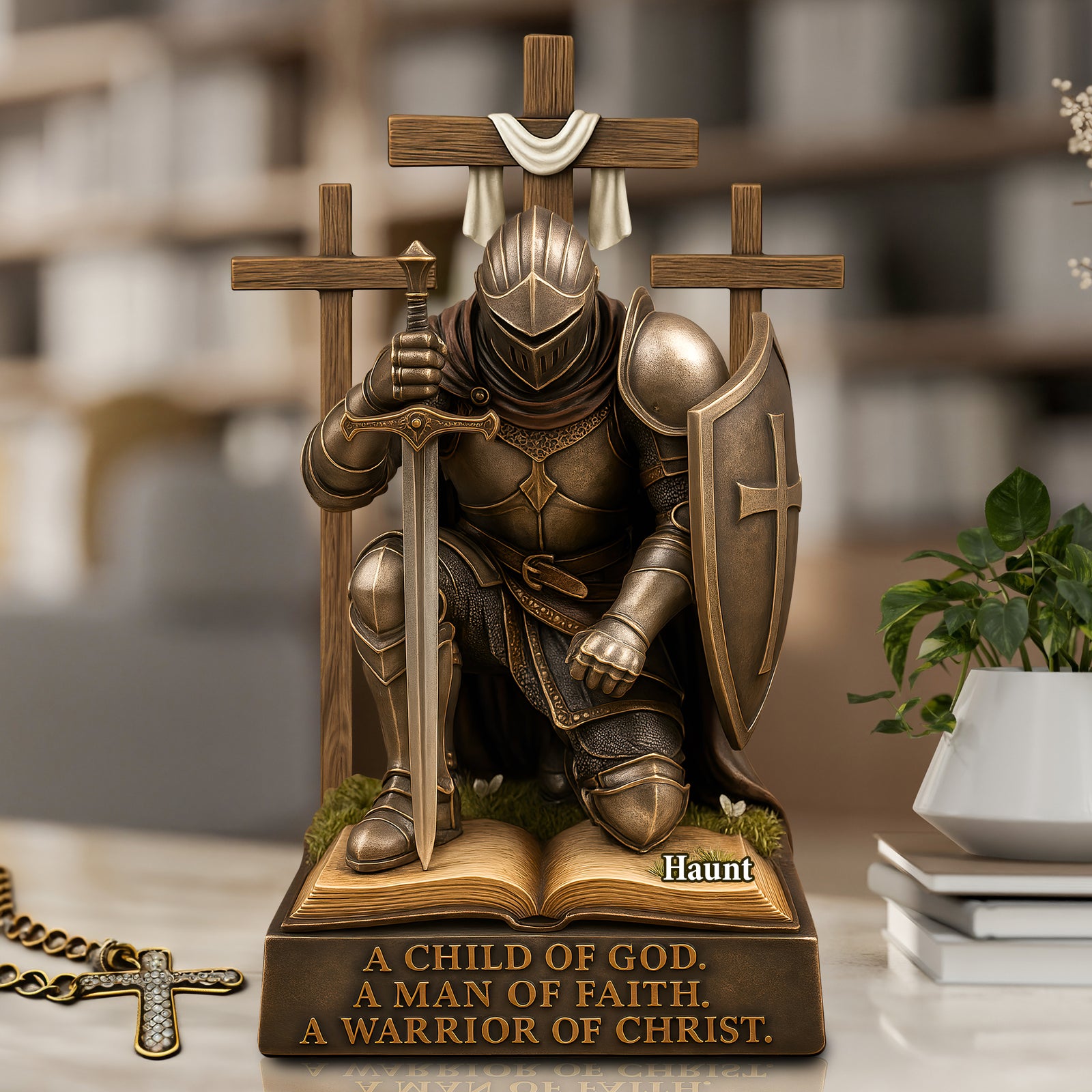 Knight Kneeling Down In Armor Acrylic Plaque - Personalized Gifts For Armor of God 03HULU130525 - Shaped Plaques - GoDuckee