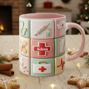Medical Patchwork Accent Mug - Personalized Gifts For Nurses 01TOLU281025 - Coffee Mug - GoDuckee