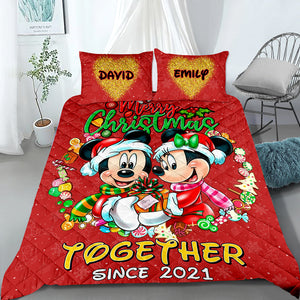 Personalized Gifts For Couple Christmas Red Quilt Bed Set 03ACQN291024 - Blanket - GoDuckee