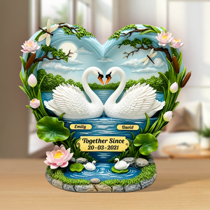 Swan Couple Acrylic Plaque - Personalized Gifts For Couple 03tgpu130625 - Shaped Plaques - GoDuckee