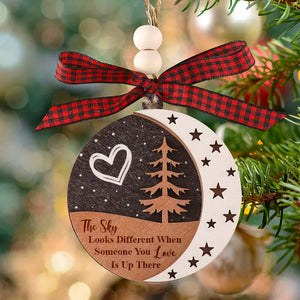 Christmas Tree Star Moon Ornament 06HUXX060924 Remembrance Memorial Ornament, 2 Layered Wooden Ornament - Ornament - GoDuckee